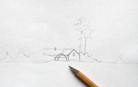 Как нарисовать зимний пейзаж цветными карандашами?